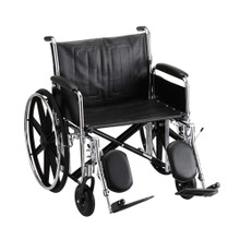 24 Inch Steel Wheelchair Detachable Full Arms  Elevating Leg Rests