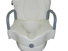 Locking Raised Toilet Seat with Padded Armrests