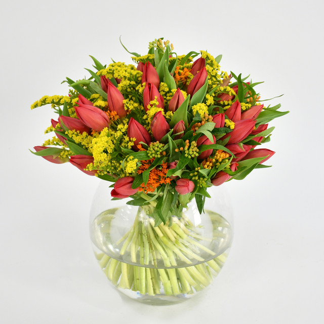 Red Tulips & Solidago