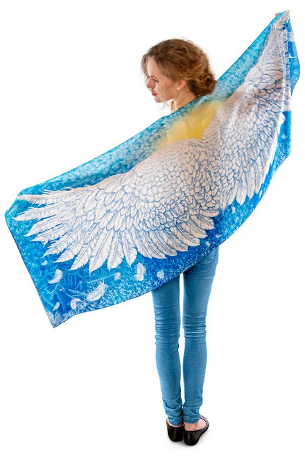 Wings of an Angel Scarf -  Blue Viscose