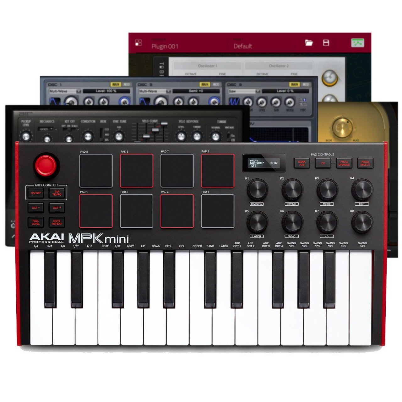 AKAI Professional MPK Mini MK3 - 25 Key USB MIDI Keyboard Controller With 8  Backlit Drum Pads, 8 Knobs and Music Production Software included, Black