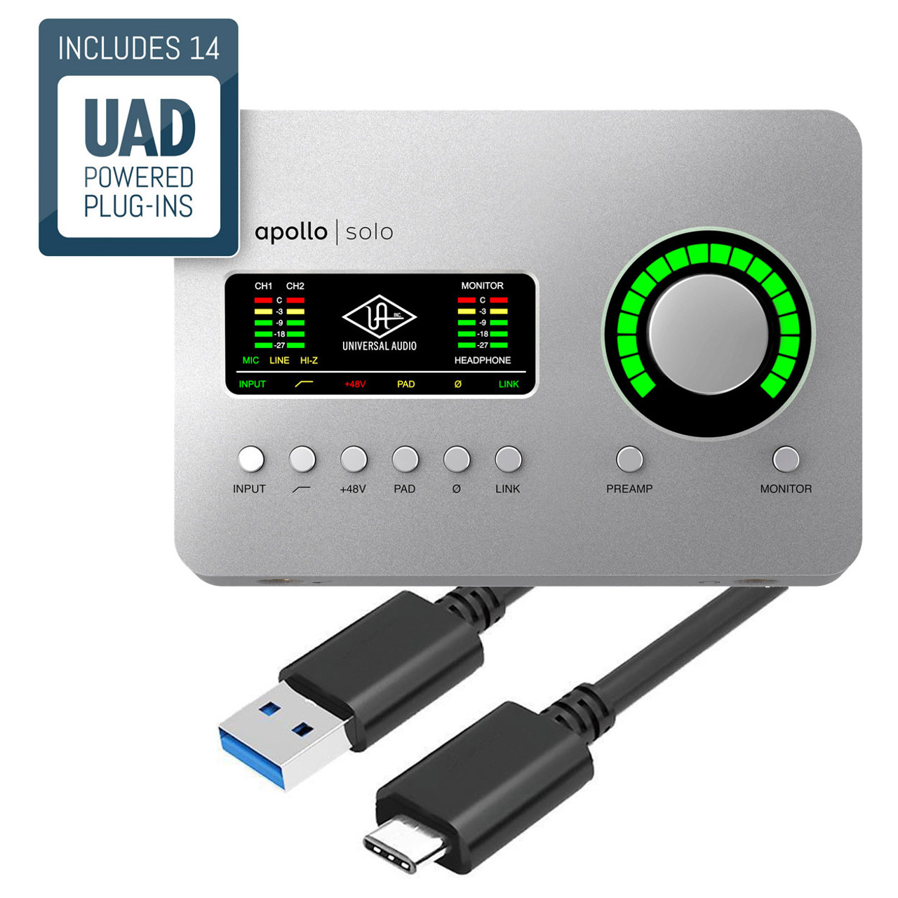 Universal Audio Apollo Solo USB3 With USB3 C-A Cable (1m) | Ideal