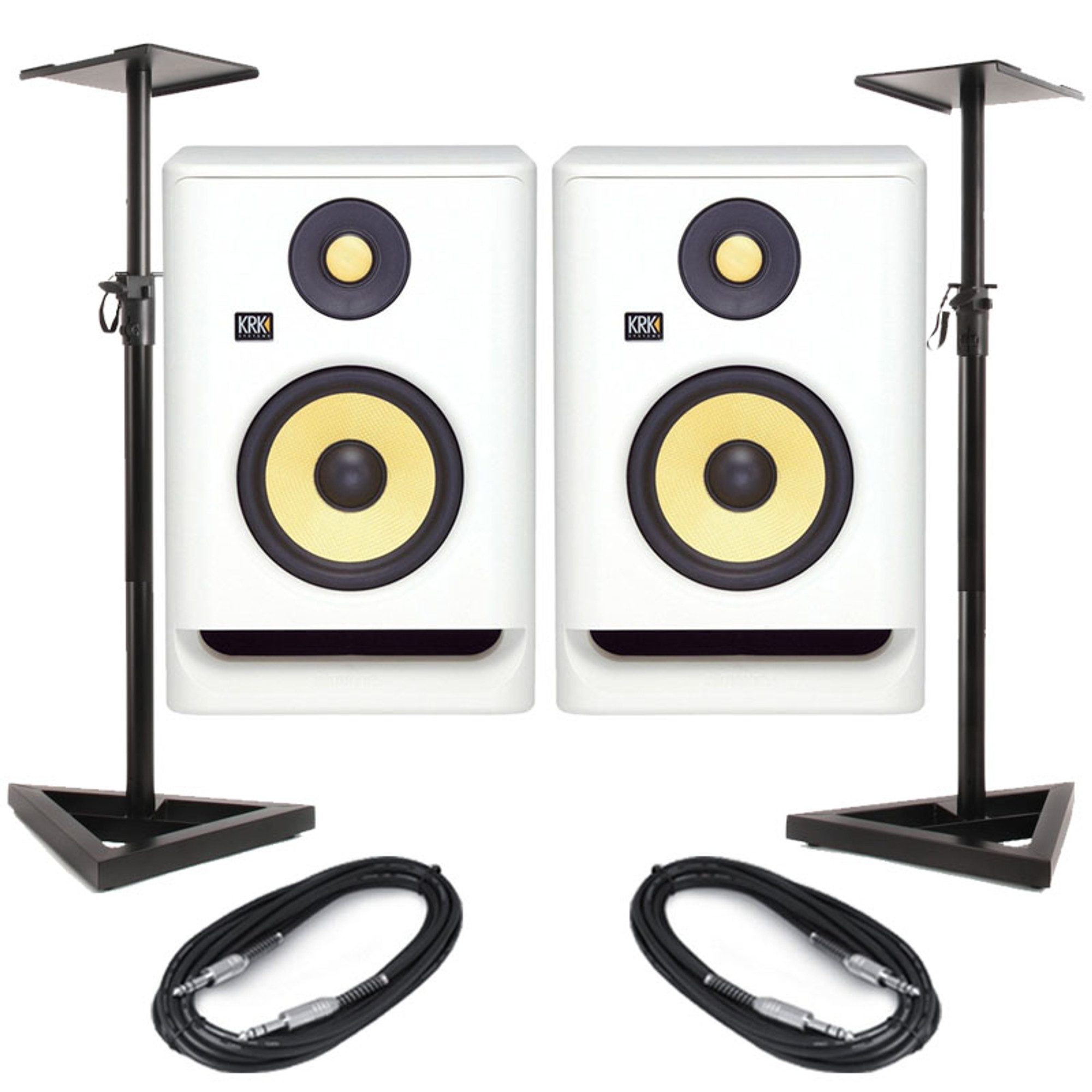 KRK Rokit RP5 G4 White Noise (Pair) With Stands & Cables 5