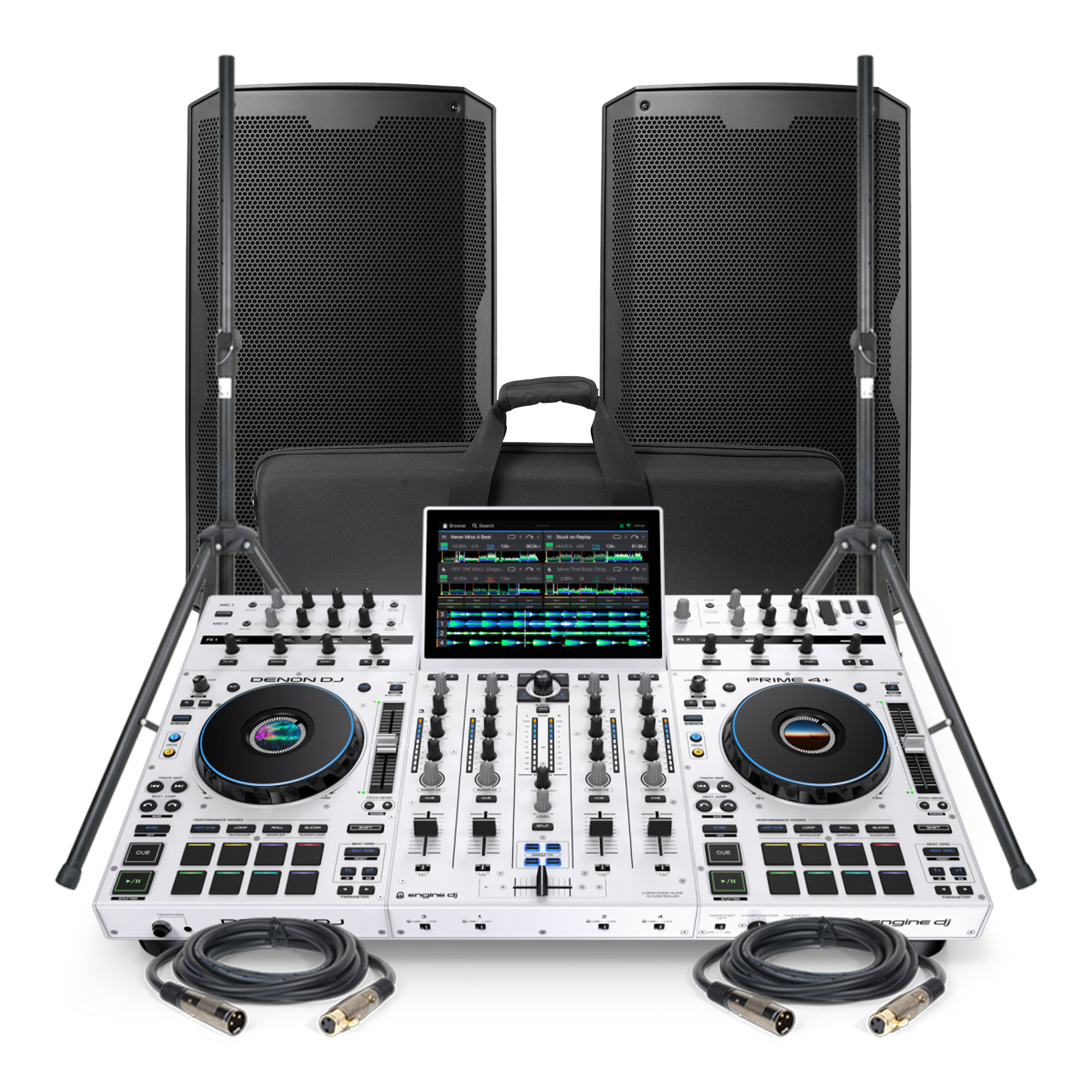 Denon DJ Prime 4+ (White) Live DJ Package Premium Standalone