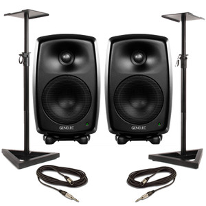 Genelec 8030C – Black (Pair) with Stands & Cables