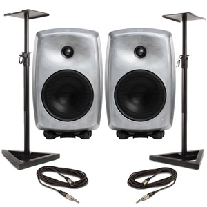 Genelec 8050B – Raw Aluminium (Pair) with Stands & Cables