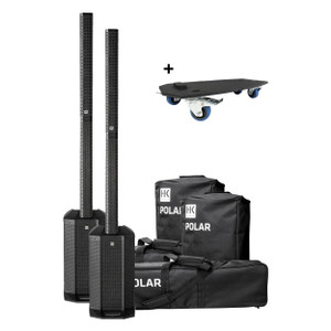 HK Audio Polar 10 (Pair) with Fitted Cover, Transport Bag & Wheelboard