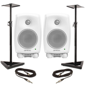 Genelec 8020 DWM - White (Pair) With Stands & Cables