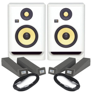 KRK Rokit RP8 G4 White Noise (Pair) With Isolation Pads & Cables