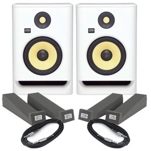 KRK Rokit RP7 G4 White Noise (Pair) With Isolation Pads & Cables