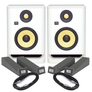 KRK Rokit RP5 G4 White Noise (Pair) with Isolation Pads & Cables