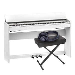 Roland F701 (White) with Bench and Headphones