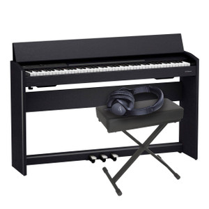 Roland F701 (Contemporary Black) with Bench and Headphones