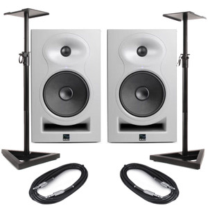 Kali Audio LP-6 V2 White (Pair) with Stands & Cables