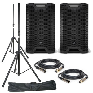 LD Systems ICOA 15 A Black (Pair) with Stands, Stands Bag & Cables