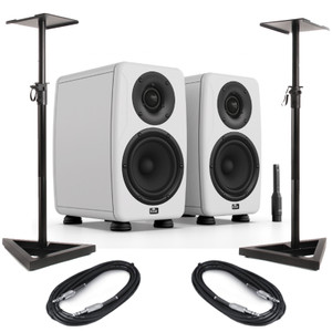IK Multimedia iLoud Precision 5 - White (Pair) with Stands & Cables