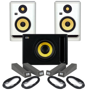 KRK Rokit RP5 G4 White Noise (Pair) with Subwoofer, Pads & Cables