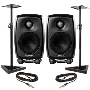 Genelec 8020D – Black (Pair) with Stands & Cables