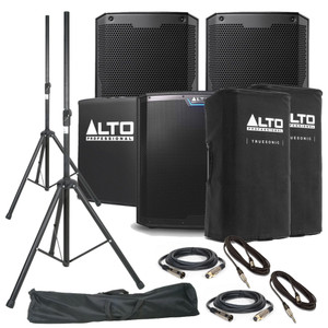 Alto Professional TS412 (Pair) with TS12S Sub, Stands, Covers & Cables 