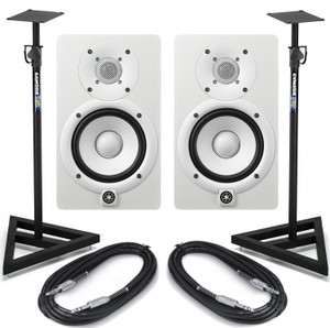 Yamaha HS7 White With Stands and Cables