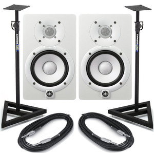 Yamaha HS8 White With Stands and Cables