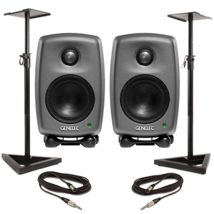 Genelec 8010A - Grey (Pair) With Stands & Cables