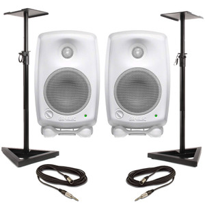 Genelec 8010A - White (Pair) With Stands & Cables