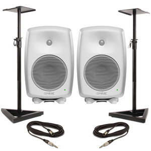 Genelec 8040B - White (Pair) With Stands & Cables