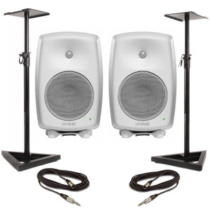 Genelec 8340A - White (Pair) With Stands & Cables