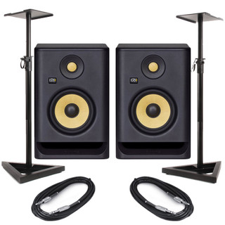 KRK ROKIT 5 G4 5 inch Powered Studio Monitor Pair with Stands and Cables