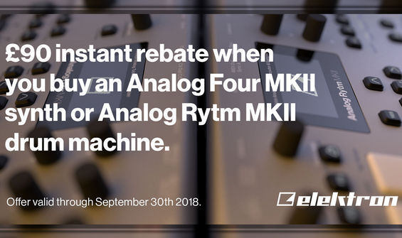 £90 Instant Rebate On Elektron Analog Four & RYTM MKII