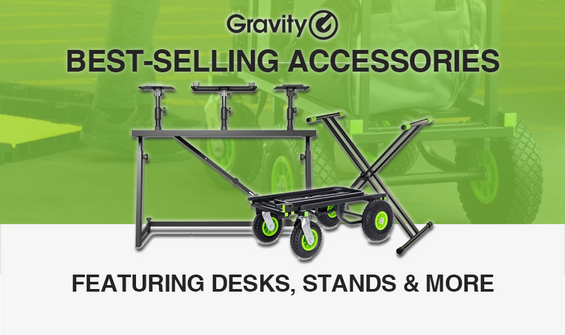 Gravity Stands DJ Desk with Adjustable Loudspeaker and Laptop Trays