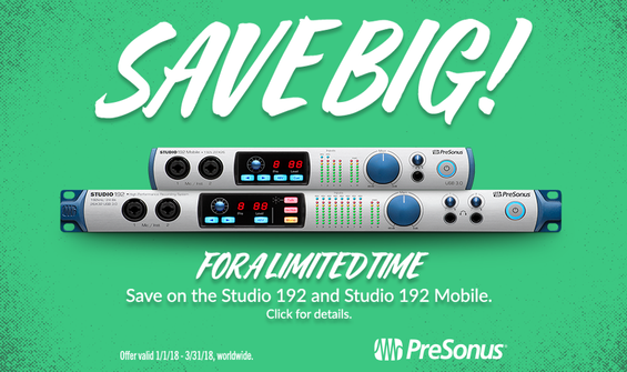 Save Up To 16% On The Presonus Studio 192 & Studio 192 Mobile!