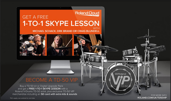 Roland TD-50 VIP: Free 1-To-1 Drum Lesson Plus Exclusive TD-50 Goodies!