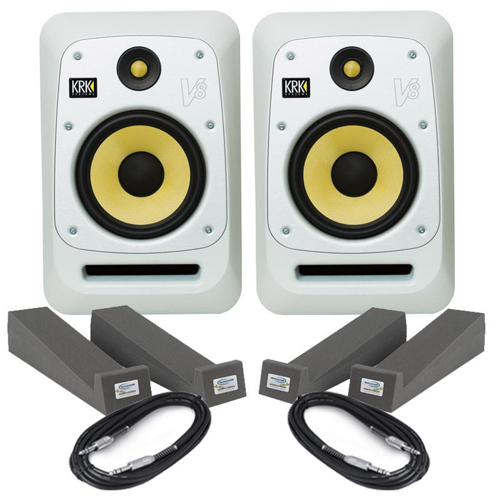 KRK V8S4 White (Pair) With Isolation Pads & Cables