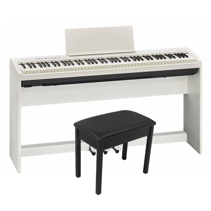 Roland FP-30 (White) With Stand, Bench & Pedals