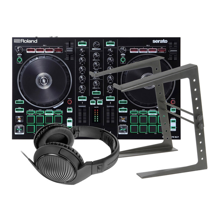 Roland DJ-202 with DJ Laptop Stand & Headphones