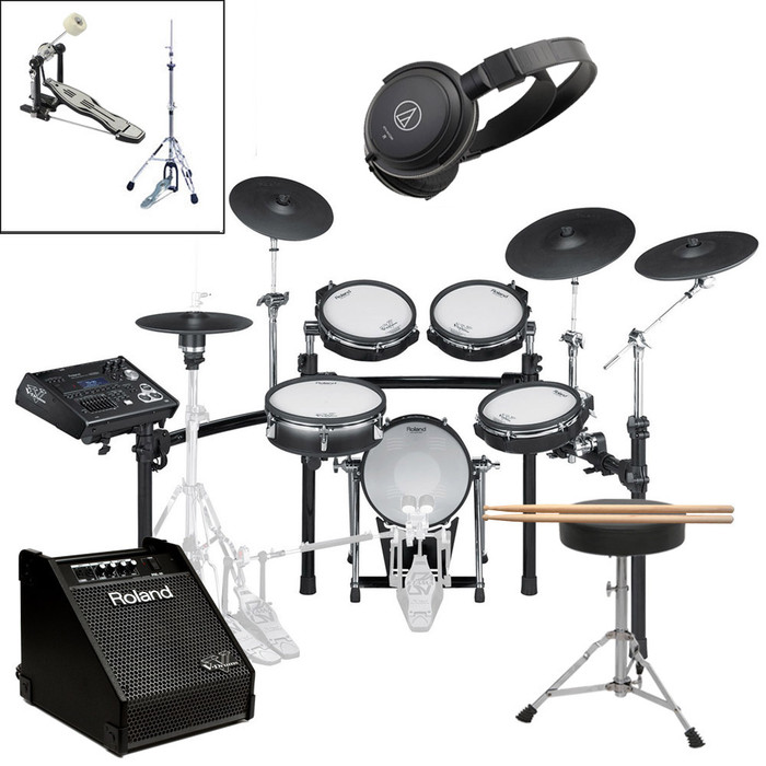 Roland TD-30K With Sticks, Stool, Headphones & Drum Monitor