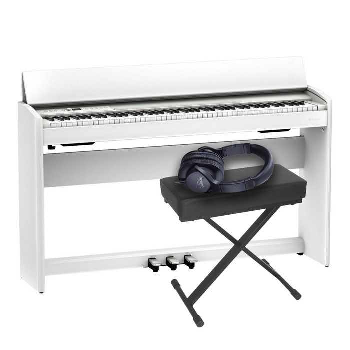 Roland F701 (White) with Bench and Headphones