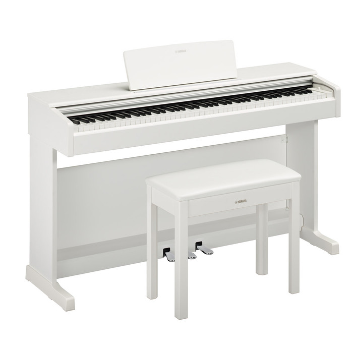 Yamaha YDP-145 (White) with Piano Bench Angle