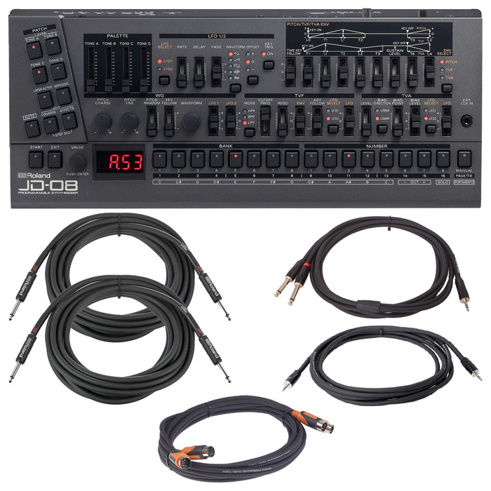 Roland JD-08 Synth Module Boutique Premium Cable Kit