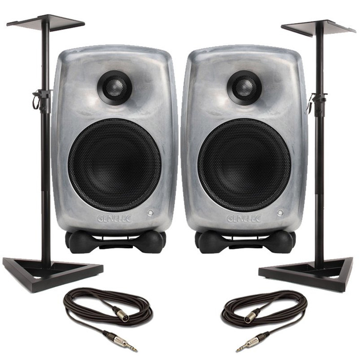 Genelec 8020DRW - Raw Finish (Pair) with Stands & Cables