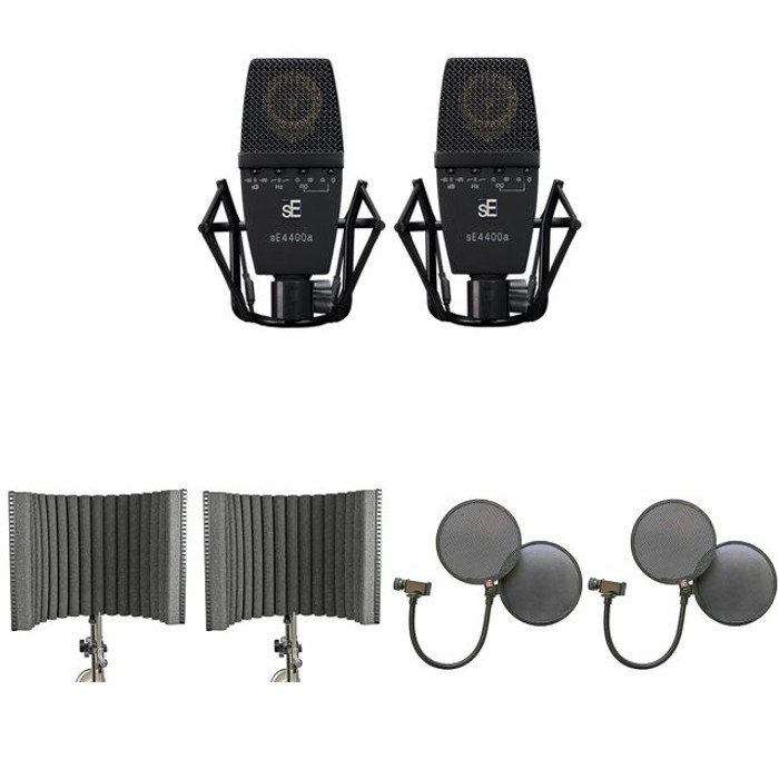 sE Electronics sE4400A Matched Pair + 2 x Project Studio Reflexion Filters + 2 x Dual Pop Pro