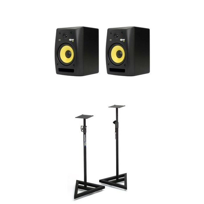 KRK Rokit RP8 G2 Black (Pair) with MS200 monitor stands