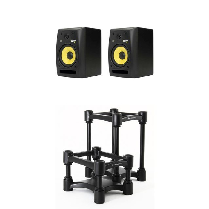 KRK Rokit RP8 G2 Black (Pair) with IsoAcoustics ISO-L8R200 Stands
