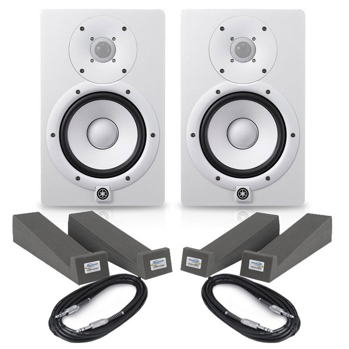 Yamaha HS7 White (Pair) With Isolation Pads & Cables