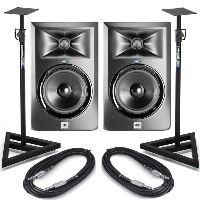 JBL LSR305 (Pair) with Stands & Cables