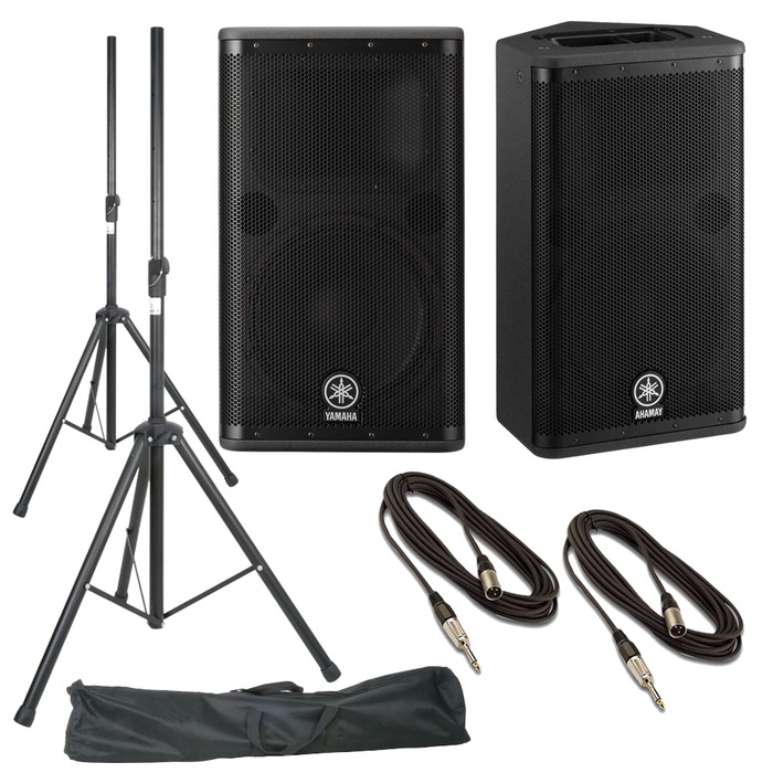 Yamaha DSR115 (Pair) with Speaker Stands, Bag & Cables