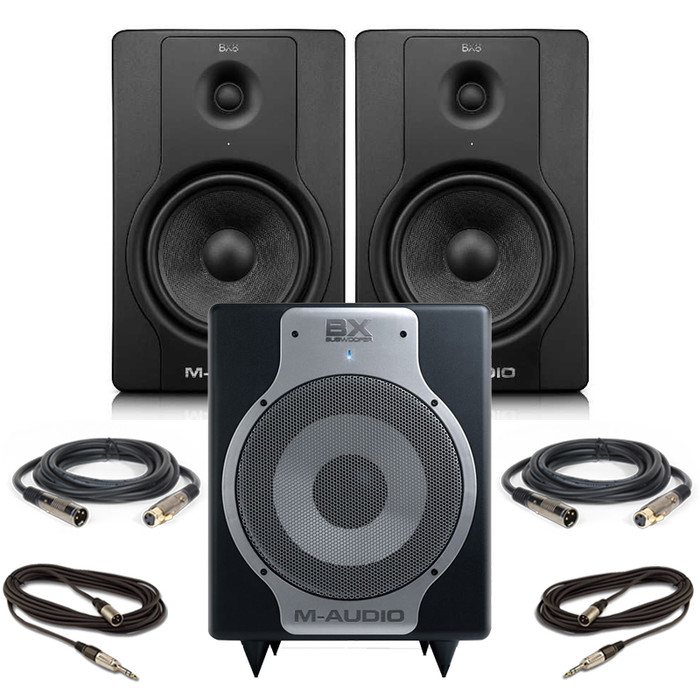 M-Audio BX8 D2 - Black (Pair) with BX Sub 2.1 Bundle