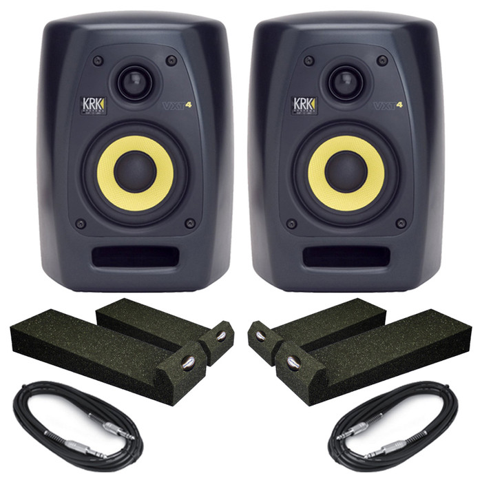 KRK VXT4 Black (Pair) with Isolation Pads & Cables